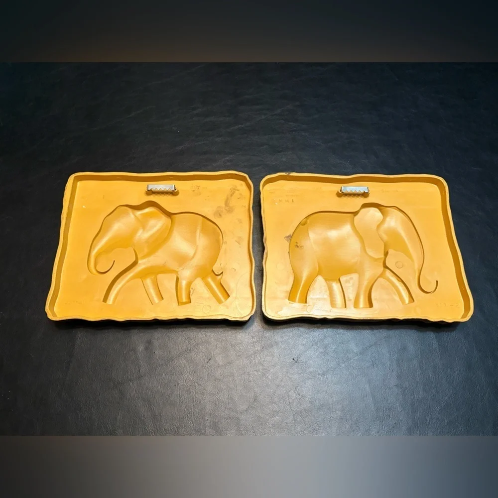 Home Interior Pair of TWO Molded Plastic Elephant Wall Hangings / Vintage
